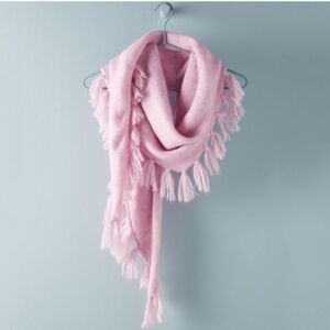Anthropologie Blush Fringe Wrap Scarf